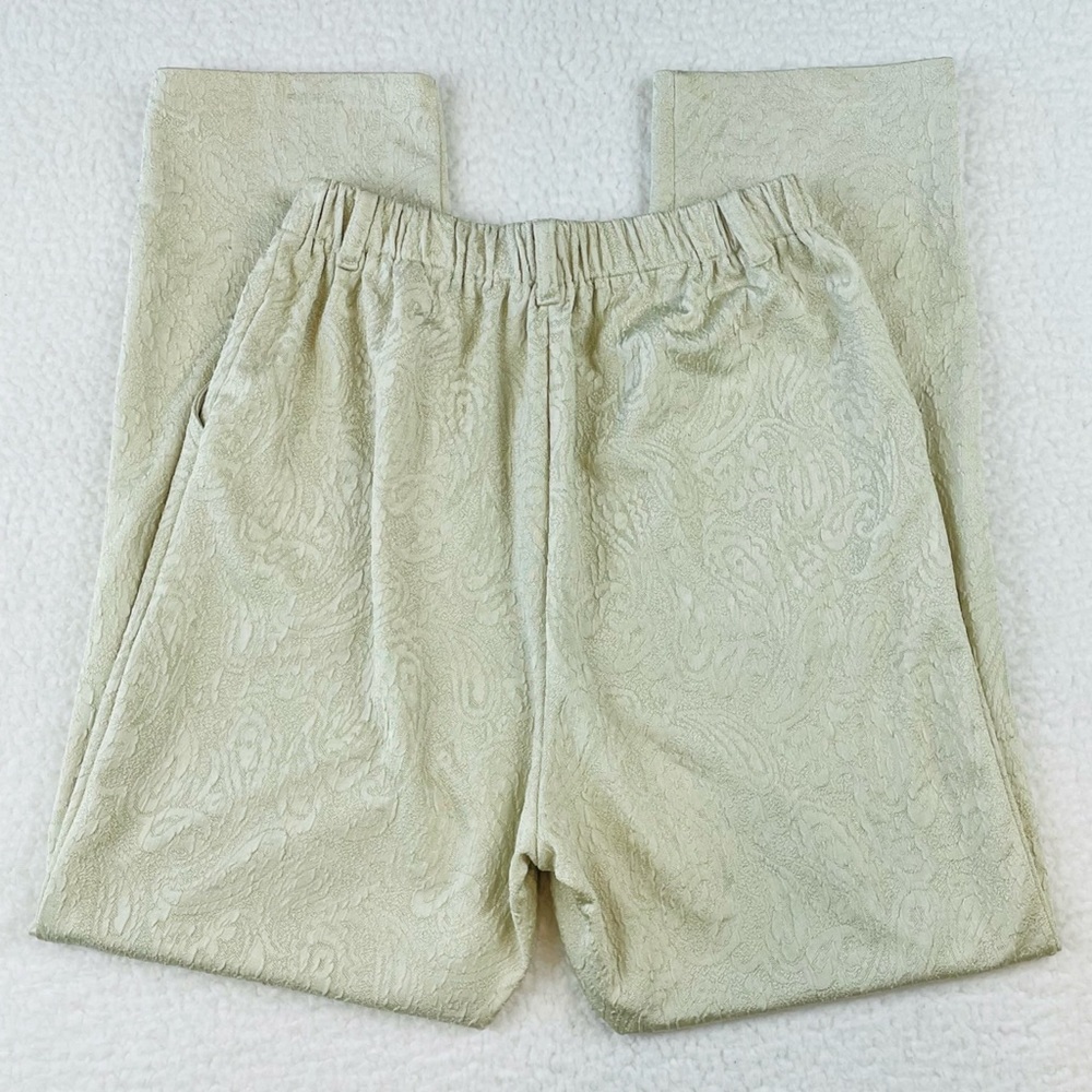 Mint Green High-Waisted Jacquard Ankle Cut Trouser Pants, S/M - Picture 3 of 13
